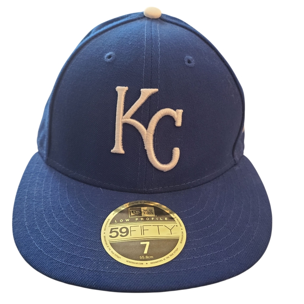 New Era 59Fifty Kansas City Royals Blue Fitted Low Profile Size 7 On Field Hat